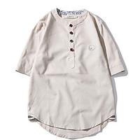 mens casualdaily vintage shirt solid round neck sleeve linen