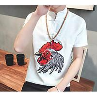 mens casualdaily simple t shirt animal print stand short sleeve cotton