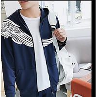 mens casualdaily hoodie print hooded micro elastic cotton polyester lo ...