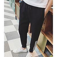 Men\'s High Rise Micro-elastic Chinos Sweatpants Pants, Simple Slim Solid