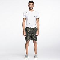 mens mid rise micro elastic shorts pants simple loose camouflage