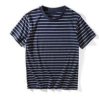 mens going out simple t shirt striped round neck short sleeve cotton