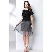 meidongtaiwomens casualdaily a line dresscolor block round neck above  ...