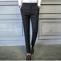 mens mid rise strenchy business pants street chic slim solid