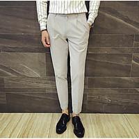 mens mid rise micro elastic chinos pants street chic straight solid