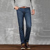 Men\'s Solid Casual JeansCotton Blue