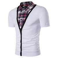 Men\'s Casual/Daily Street chic Polo, Striped Shirt Collar Short Sleeve Polyester