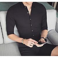 mens daily simple shirt solid button down collar length sleeve cotton  ...