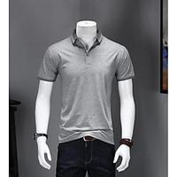 mens daily simple polo solid shirt collar short sleeve cotton