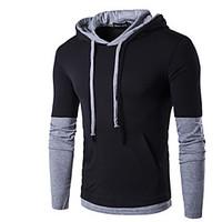 Men\'s Casual/Daily Sports Hoodie Solid Hooded strenchy 34%Wool38%Cotton 28%Ramine 3/4 Length Sleeve Spring FallPattern Gender Occasions Fabric Season