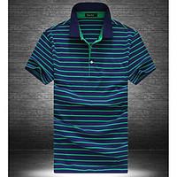 mens daily simple polo striped shirt collar short sleeve cotton