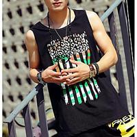 mens casual simple summer tank top solid print round neck sleeveless c ...