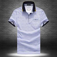 mens daily simple polo striped shirt collar short sleeve cotton