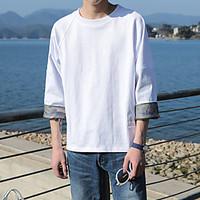 mens going out casualdaily simple spring t shirt solid round neck slee ...