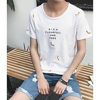 Men\'s Going out Casual/Daily Simple Summer T-shirt, Solid Print Round Neck Short Sleeve Rayon Thin