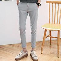 mens mid rise strenchy chinos pants simple wide leg solid