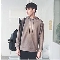 mens daily hoodie solid hooded inelastic cotton long sleeve fall