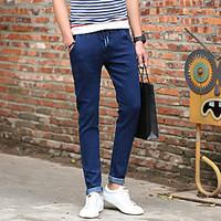 mens mid rise micro elastic jeans pants street chic slim solid