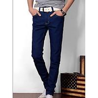 mens mid rise micro elastic jeans pants street chic slim solid