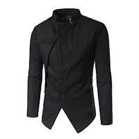 mens going out work simple street chic spring fall jacket solid stand  ...