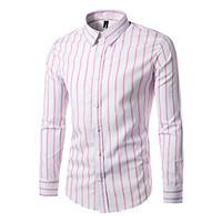 Men\'s Casual/Daily Work Simple Shirt, Striped Shirt Collar Long Sleeve Polyester