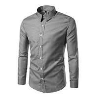 Men\'s Casual/Daily Work Simple Shirt, Striped Shirt Collar Long Sleeve Polyester