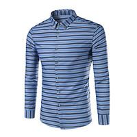 Men\'s Plus Size Casual/Daily Work Simple Shirt, Striped Shirt Collar Long Sleeve Cotton