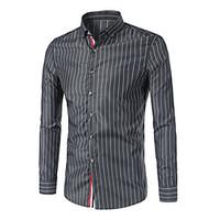 Men\'s Plus Size Work Simple Shirt, Striped Shirt Collar Long Sleeve Cotton