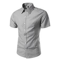 Men\'s Casual/Daily Work Simple Shirt, Striped Shirt Collar Short Sleeve Polyester