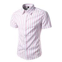 Men\'s Casual/Daily Work Simple Shirt, Striped Shirt Collar Short Sleeve Polyester