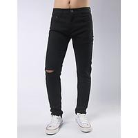 mens mid rise micro elastic skinny pants street chic simple slim solid