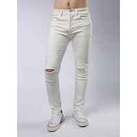 mens mid rise micro elastic skinny pants street chic simple skinny rip ...