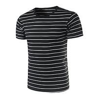 Men\'s Going out Casual/Daily Simple T-shirt, Striped Round Neck Short Sleeve Cotton
