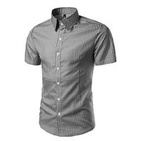 Men\'s Casual/Daily Work Simple Shirt, Striped Shirt Collar Short Sleeve Polyester