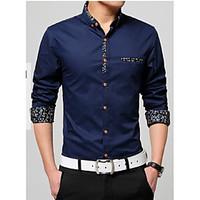 mens casualdaily simple spring fall shirt solid shirt collar long slee ...