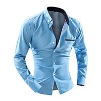 Men\'s Casual/Daily Simple Spring Fall Shirt, Polka Dot Shirt Collar Long Sleeve Polyester Medium