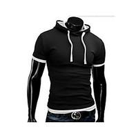 Men\'s Casual/Daily Simple T-shirt, Solid V Neck Short Sleeve Blue Red Black Gray Cotton