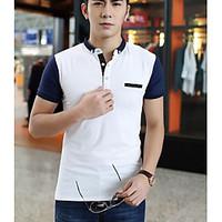 mens casualdaily simple t shirt solid stand short sleeve cotton