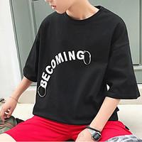 mens casualdaily simple summer t shirt solid letter round neck short s ...