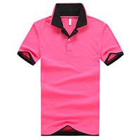 Men\'s Casual/Daily Simple Summer Polo, Color Block Stand Short Sleeve Cotton Thin