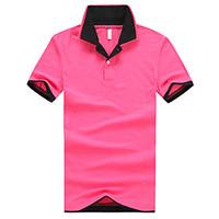 mens casualdaily simple summer polo color block stand short sleeve cot ...