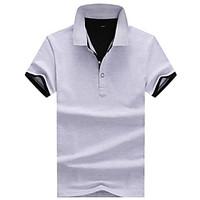Men\'s Casual/Daily Simple Summer Polo, Color Block Shirt Collar Short Sleeve Cotton Thin
