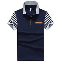 Men\'s Casual/Daily Simple Summer Polo, Color Block Shirt Collar Short Sleeve Cotton Thin