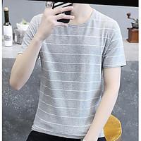 mens casualdaily simple summer t shirt striped round neck short sleeve ...