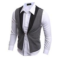 Men\'s Going out Casual/Daily Simple Spring Summer Vest, Color Block V Neck Sleeveless Regular Others