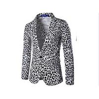 mens going out street chic spring suit leopard shirt collar long sleev ...