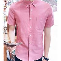 mens casualdaily simple shirt solid shirt collar short sleeve acrylic