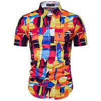 Men\'s Casual/Daily Street chic Shirt, Print Shirt Collar Short Sleeve Polyester