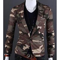 mens going out street chic spring suit camouflage shirt collar long sl ...