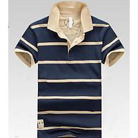 Men\'s Casual/Daily Simple Summer Shirt, Striped Shirt Collar Short Sleeve Cotton Thin